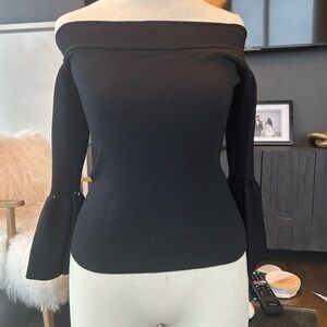 Eliza J Elegant Black Off-Shoulder Sweater